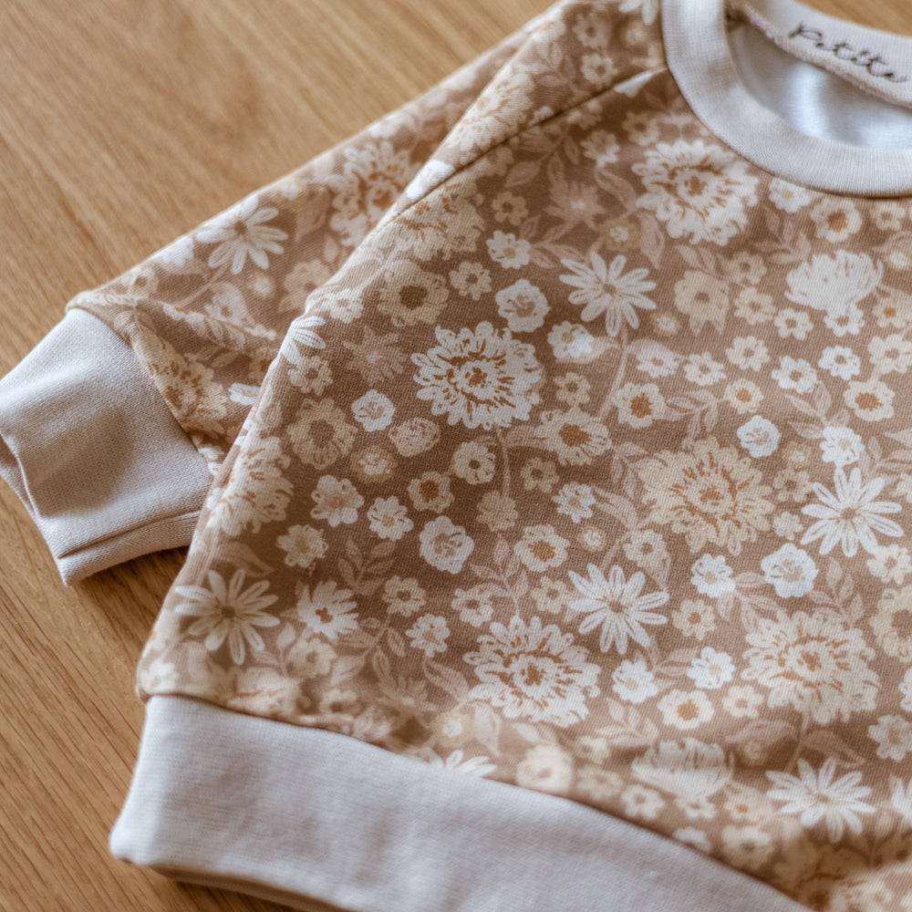 Baby cotton sweater / vintage floral