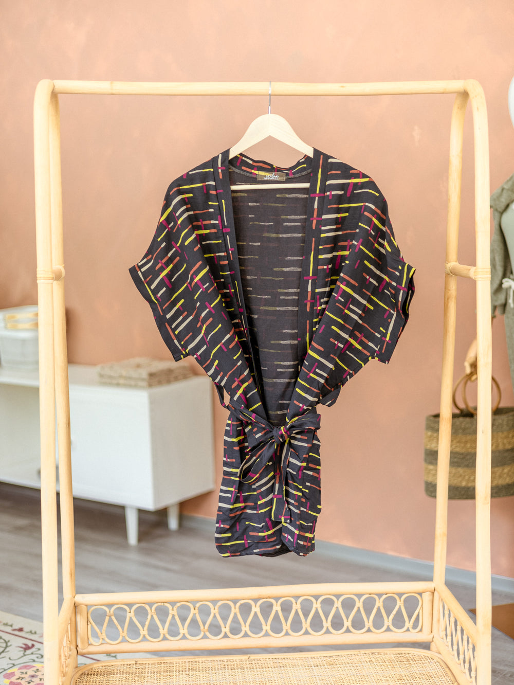 Kimono / Linen stripes - Midnight Blue