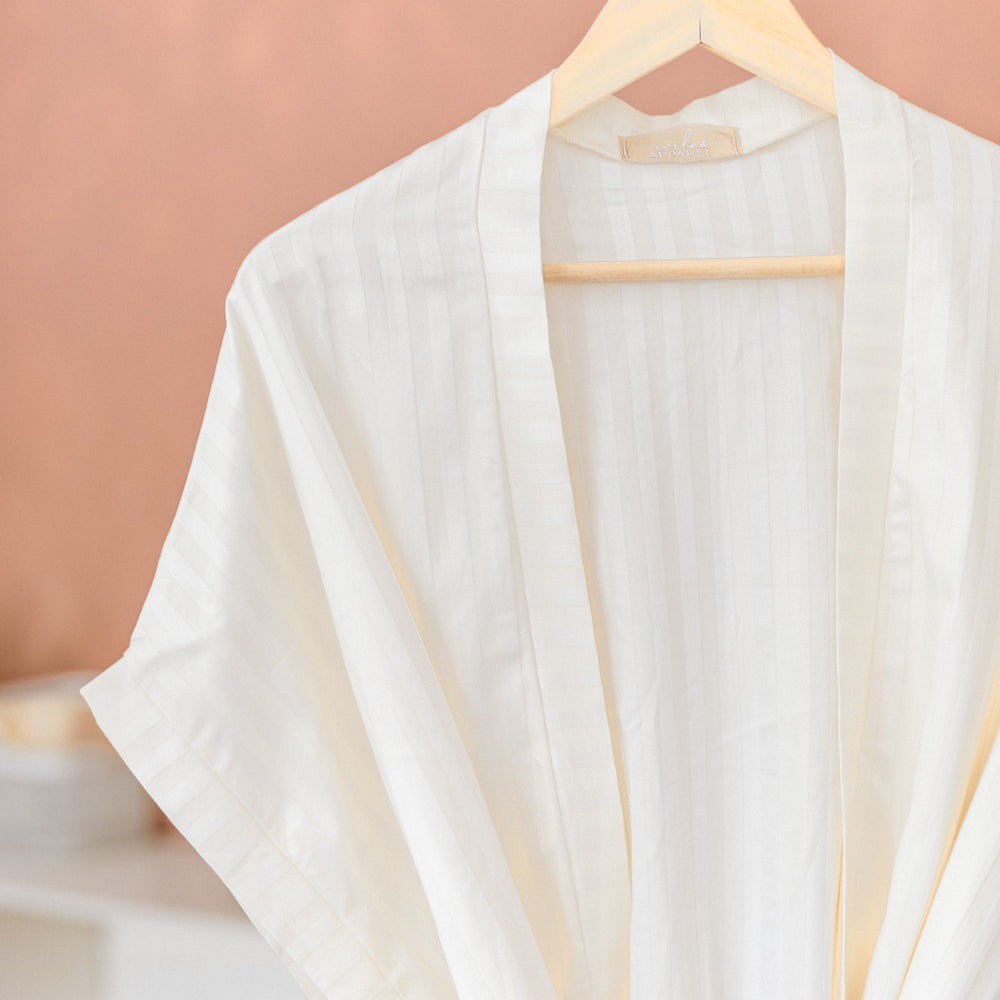Kimono / Viscose stripes - Creamy Ivory