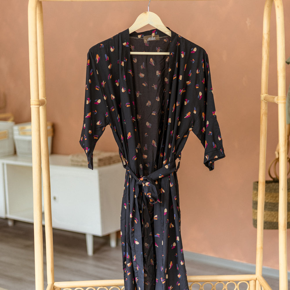 Robe  / Viscose - Midnight Blue + Fuchsia