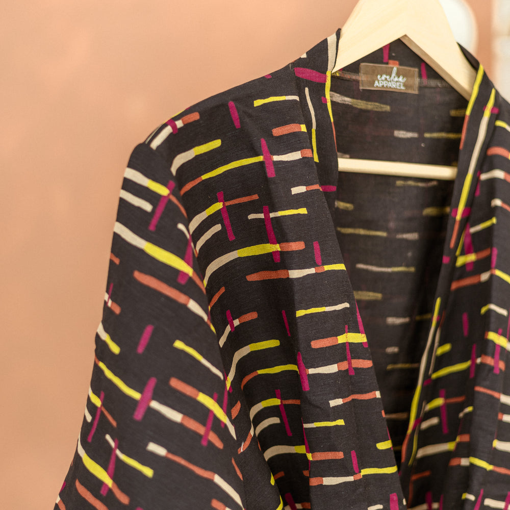 
                      
                        Robe  / Linen- Midnight Blue + Fuchsia Stripes
                      
                    