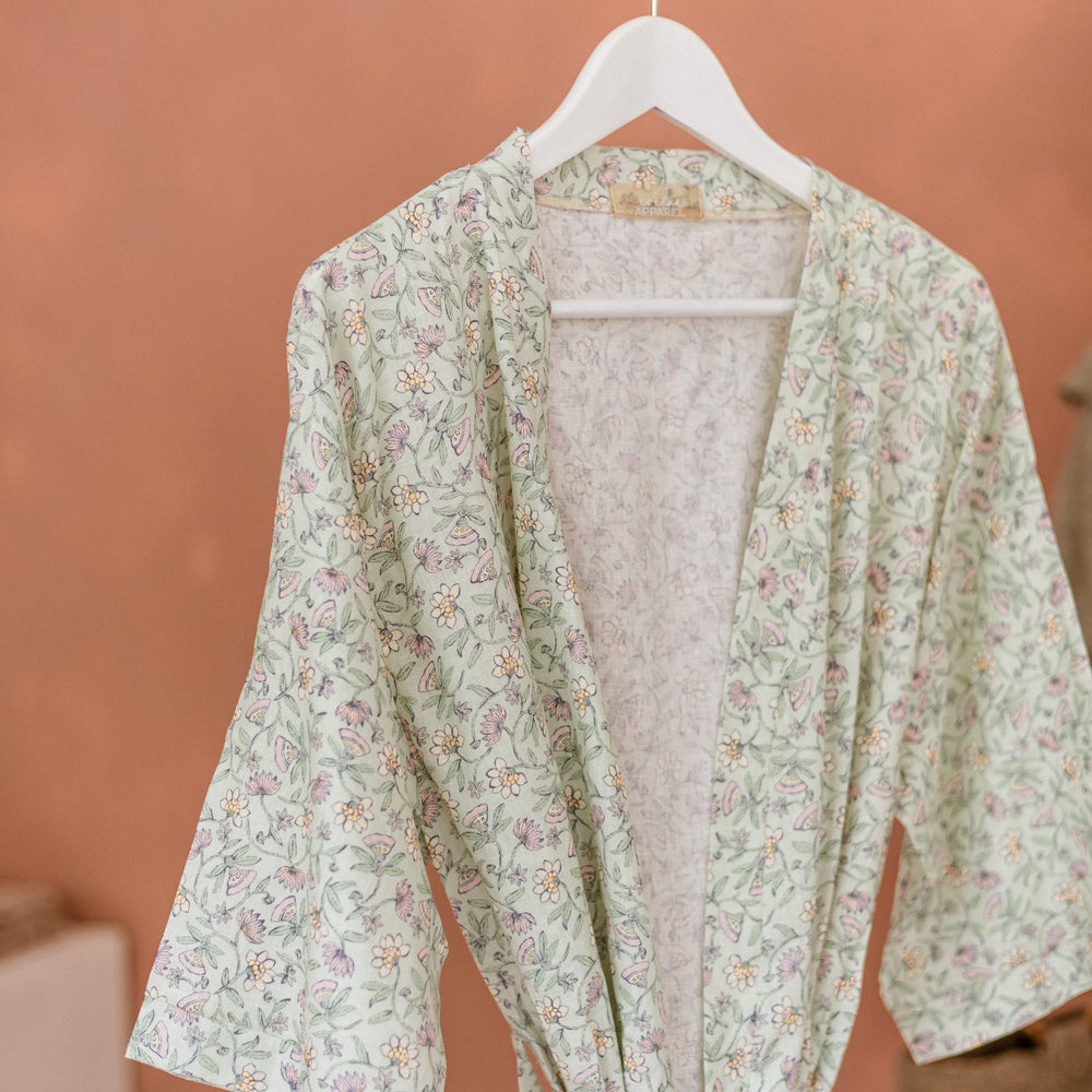 Linen + viscose kimono / Mint