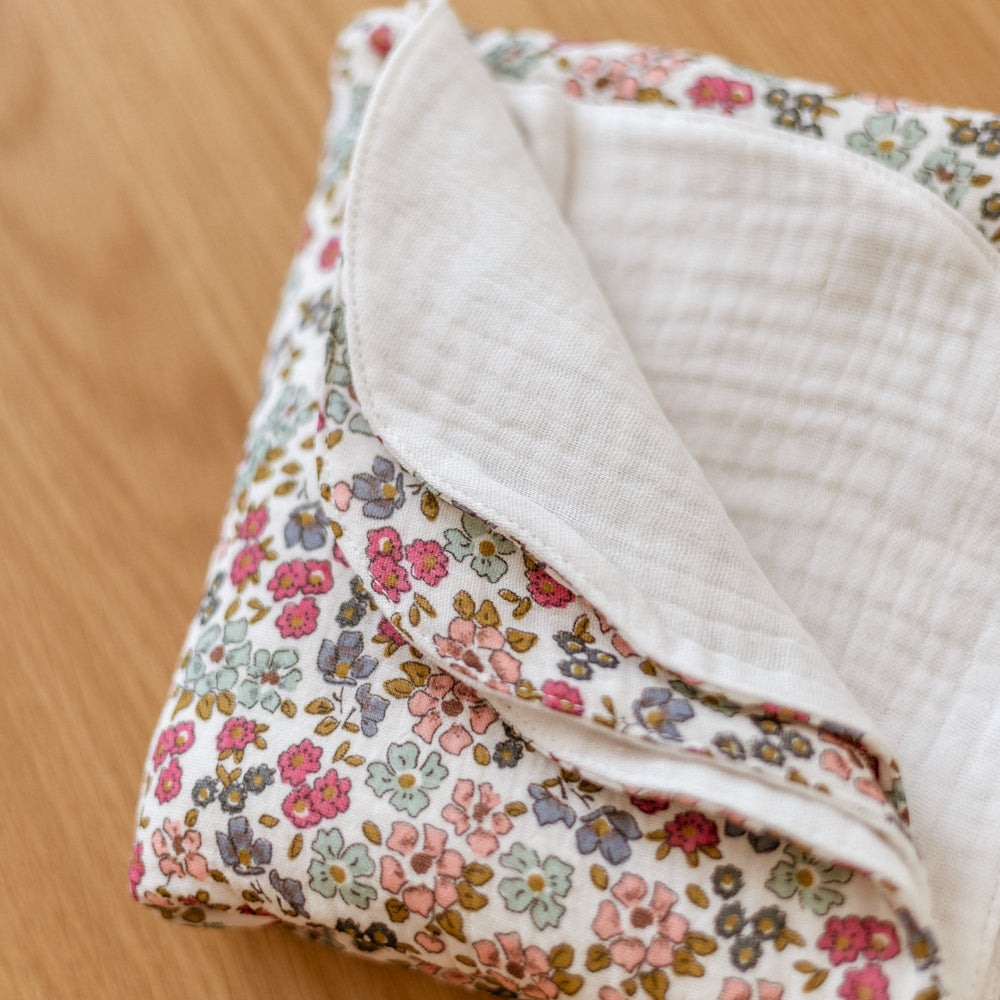 Baby blanket / Floral - Blue