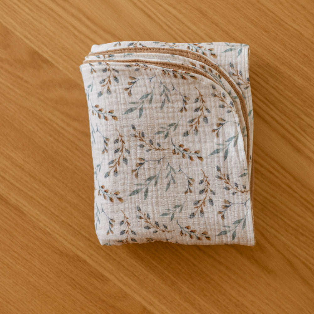 Baby blanket / Branches - Blue + Beige