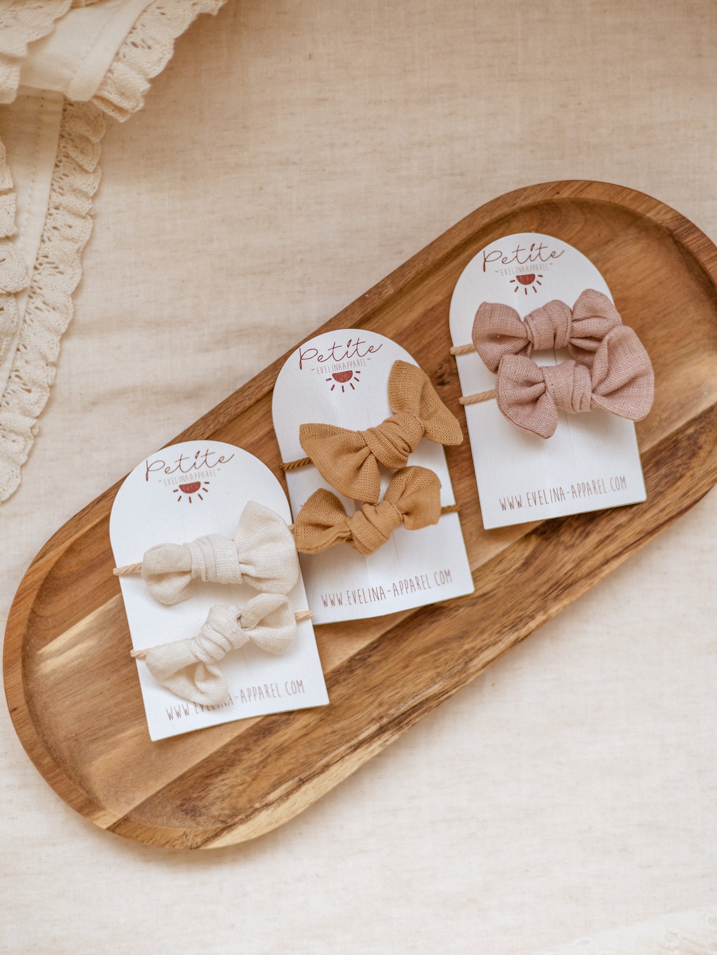 Pigtails bow set / Linen