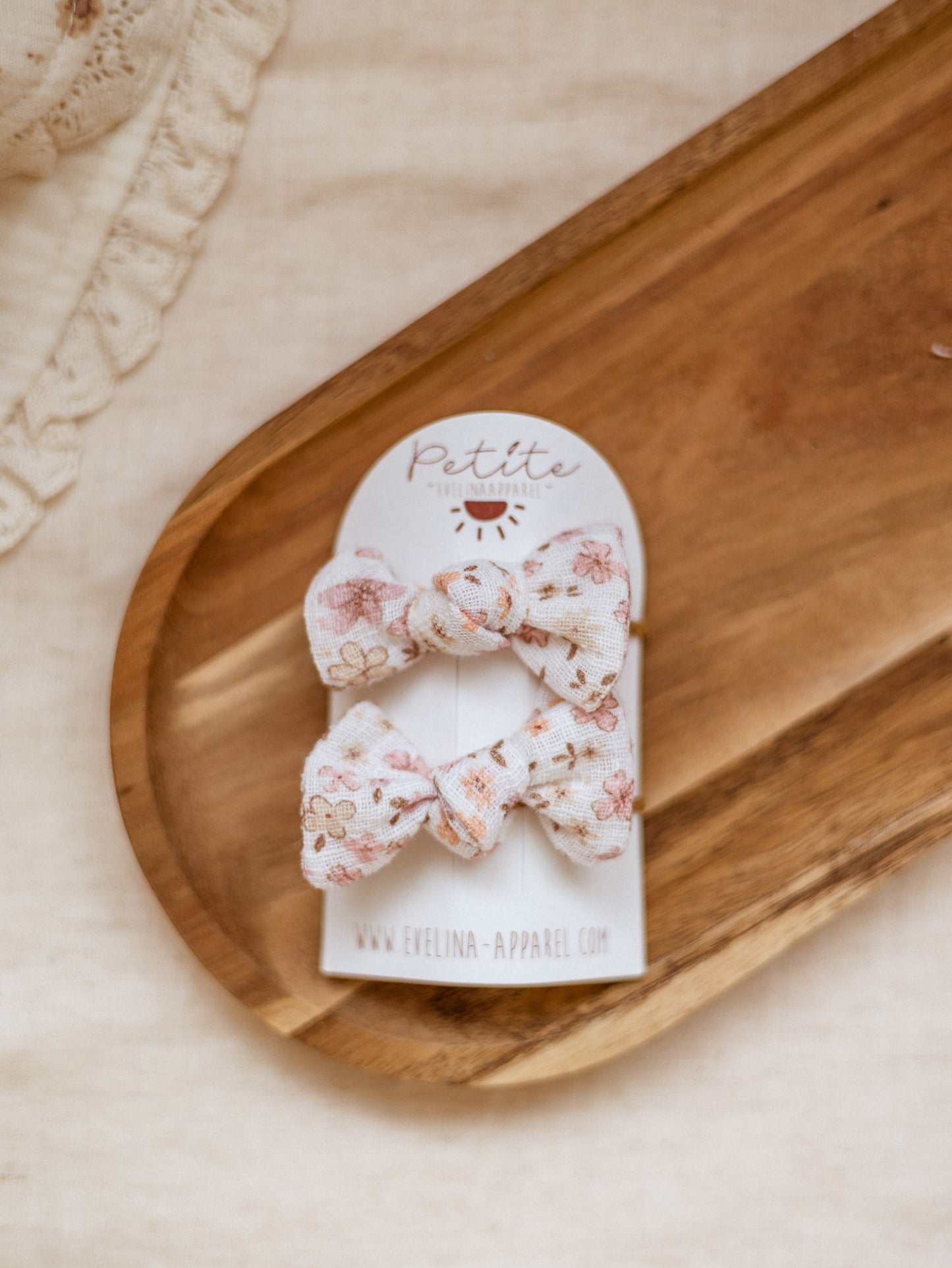 Pigtails bow set / Gauze - Blush Flowers