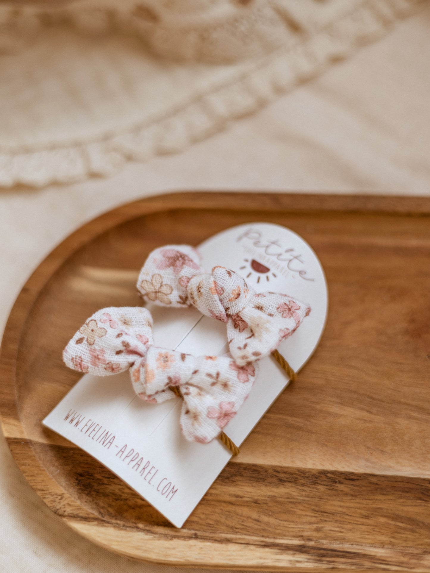 Pigtails bow set / Gauze - Blush Flowers