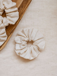 Širok scrunchie / Lan - Ivory