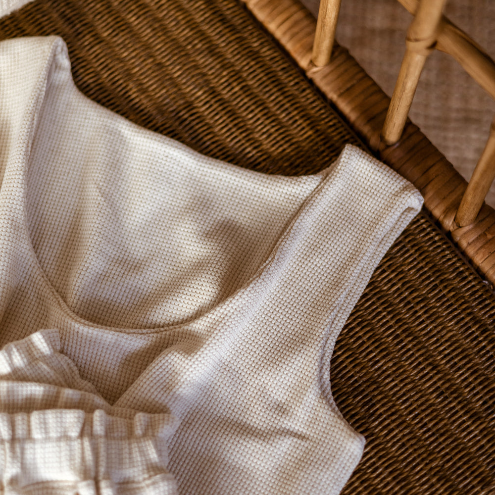 
                      
                        Linen waffle sleeveless top
                      
                    