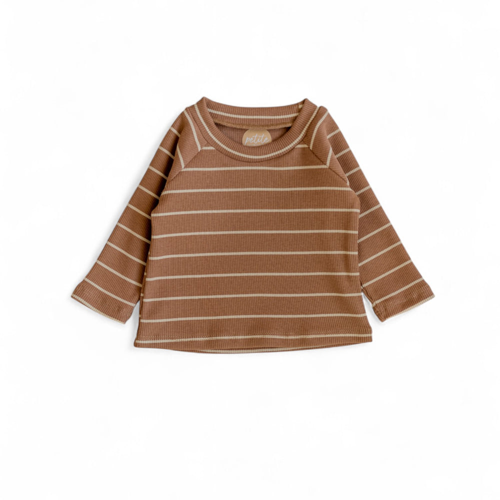 *Long Sleeve Tee/ Nougat + Stripes