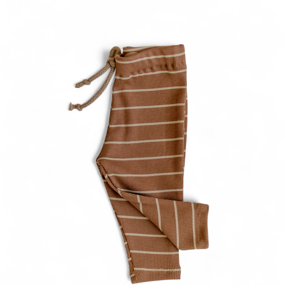 *Ribbed Leggings / Nougat + Stripes