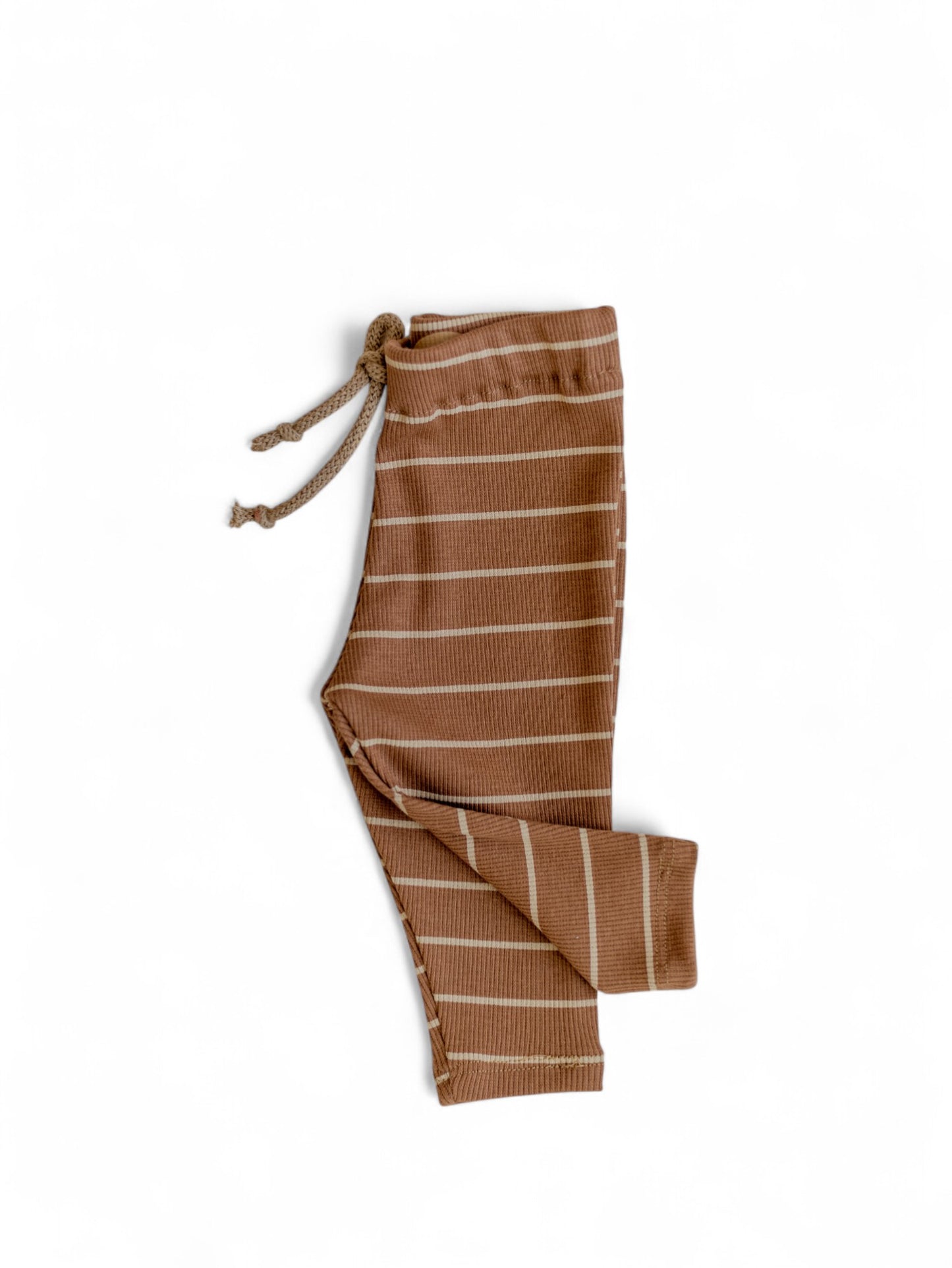 *Ribbed Leggings / Nougat + Stripes