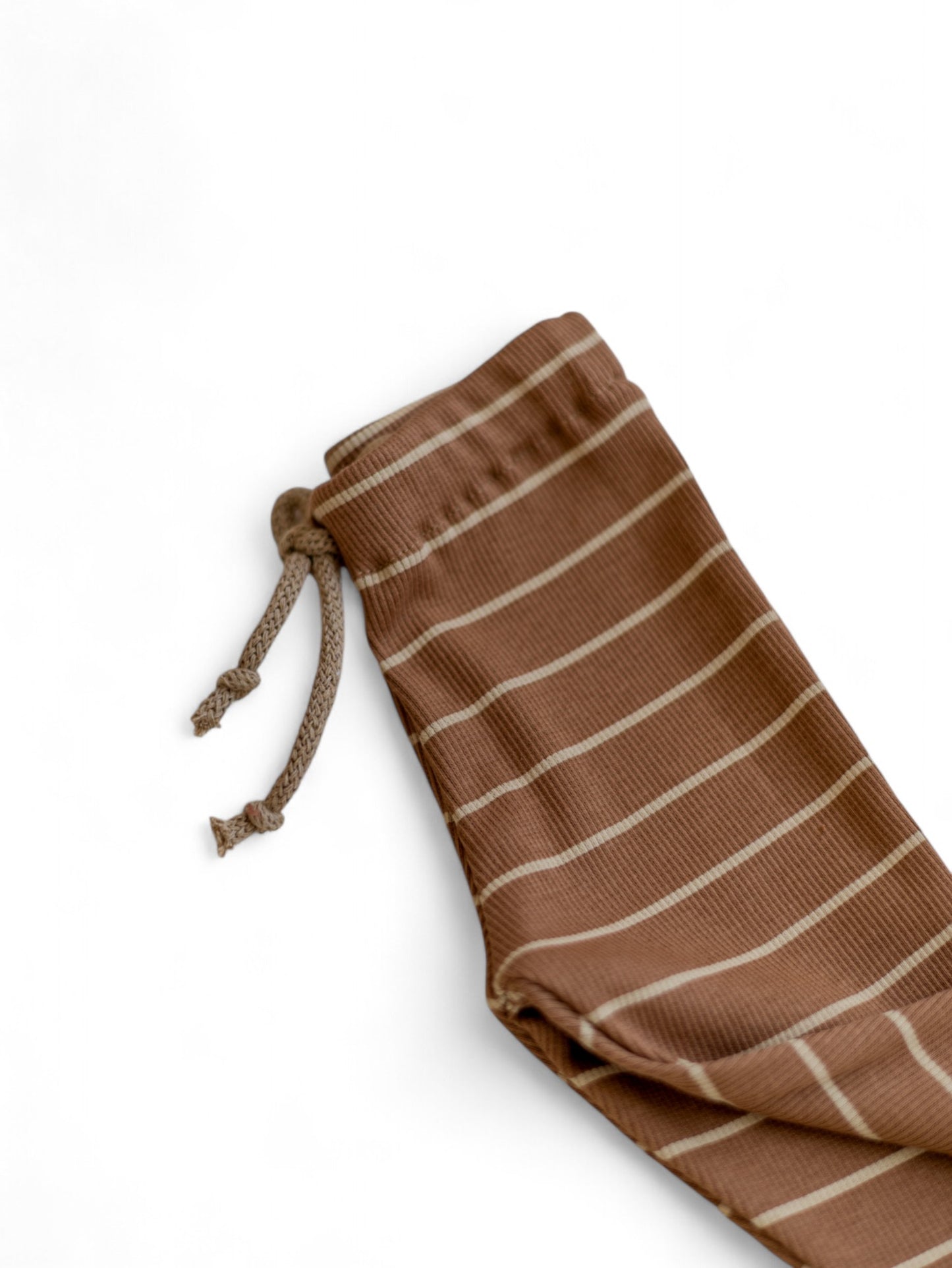 *Ribbed Leggings / Nougat + Stripes