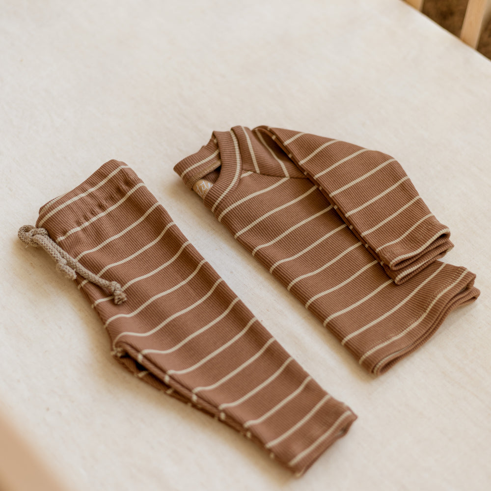 *Long Sleeve Tee/ Nougat + Stripes