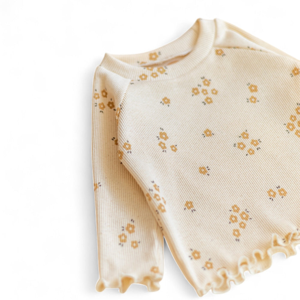 *Long Sleeve Tee/ Natural Tiny Flowers