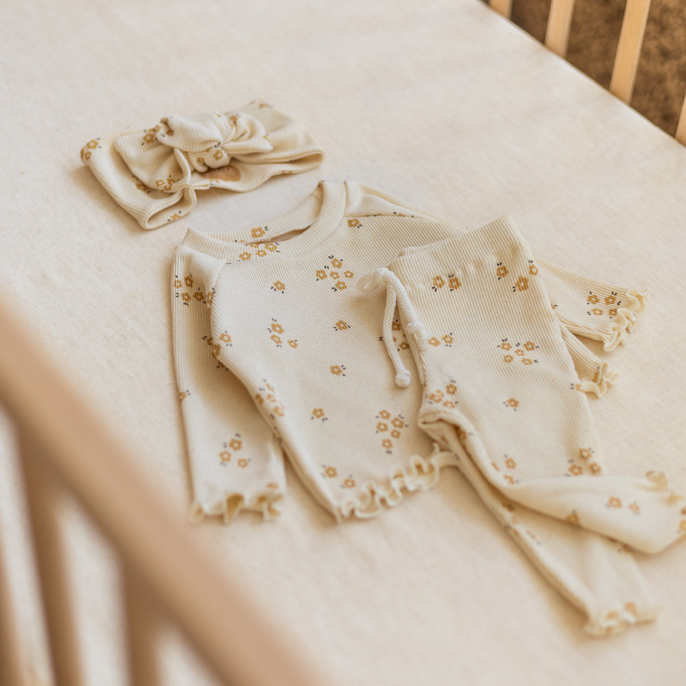 *Bow Headband / Natural Tiny Flowers