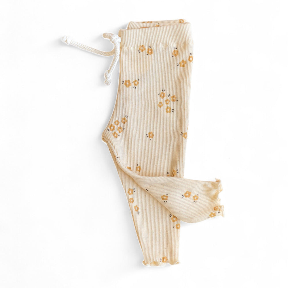 *Ribbed Leggings / Natural Tiny Flowers