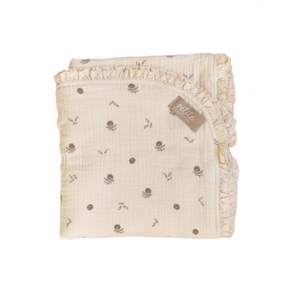 muslin baby blanket with tiny florals