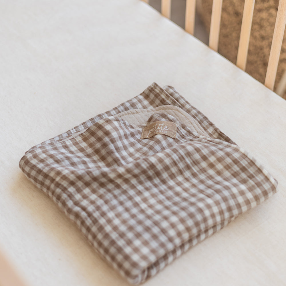 *Muslin Blanket / Taupe checkers