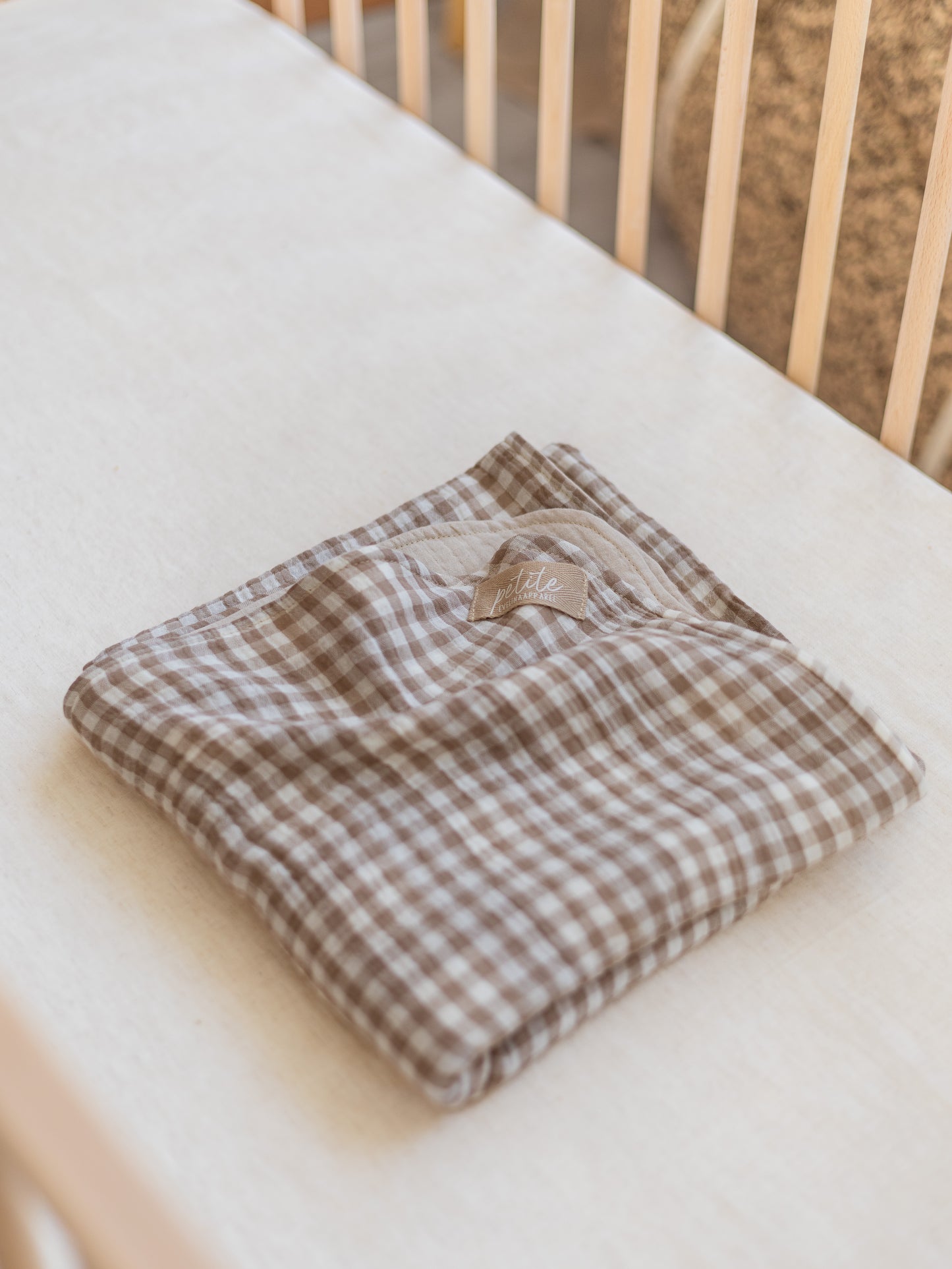 *Muslin Blanket / Taupe checkers