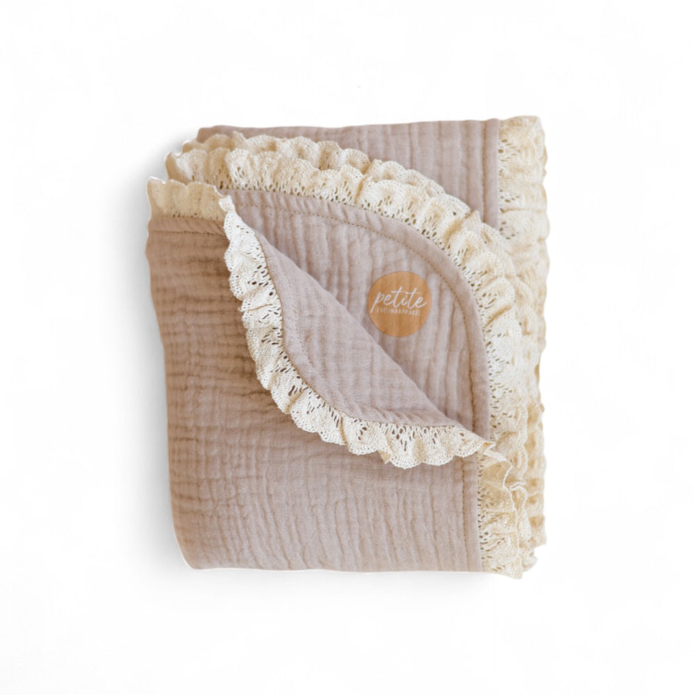 *Muslin Blanket / Light Beige + Lace