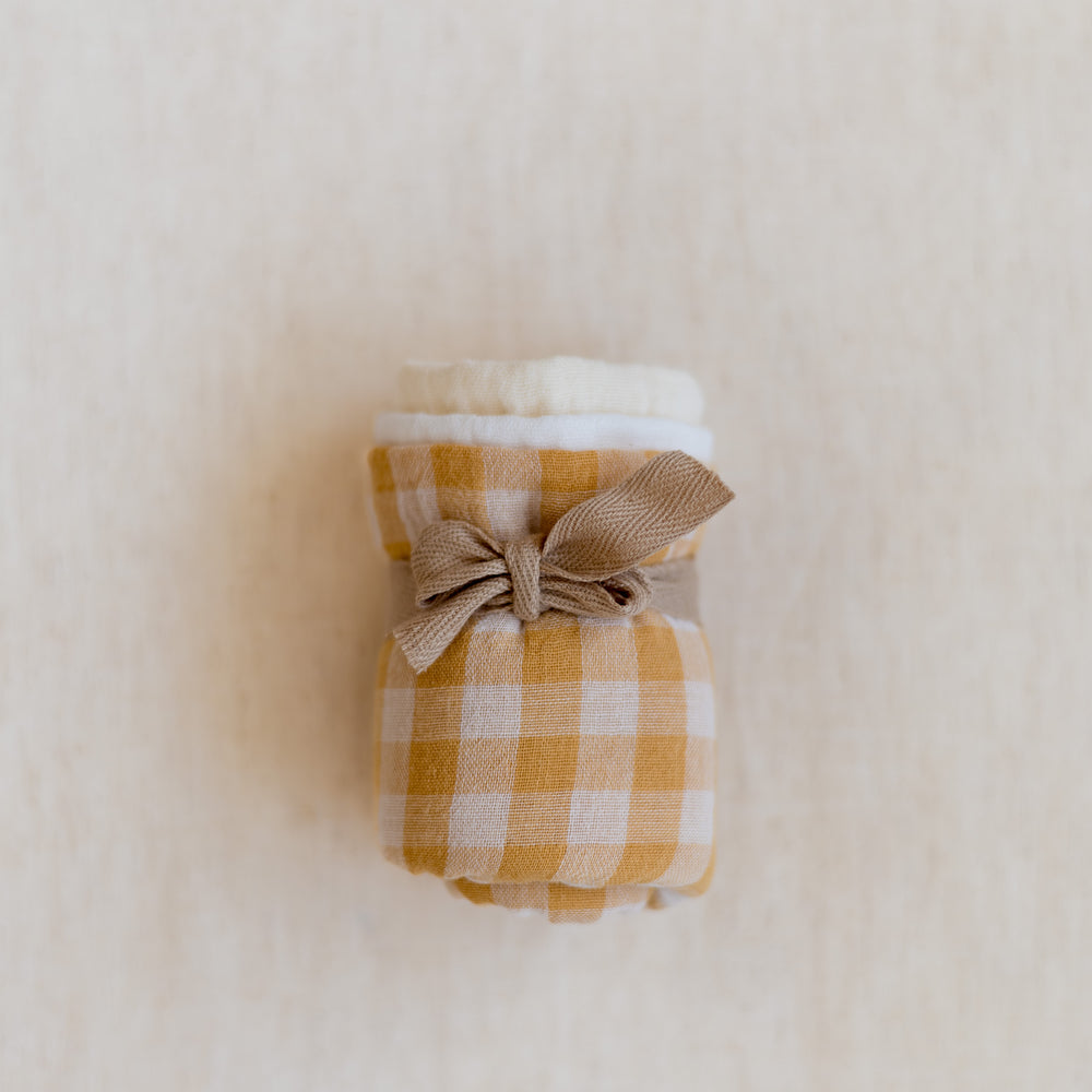 *Muslin Burp cloth set / Honey Yellow checkers