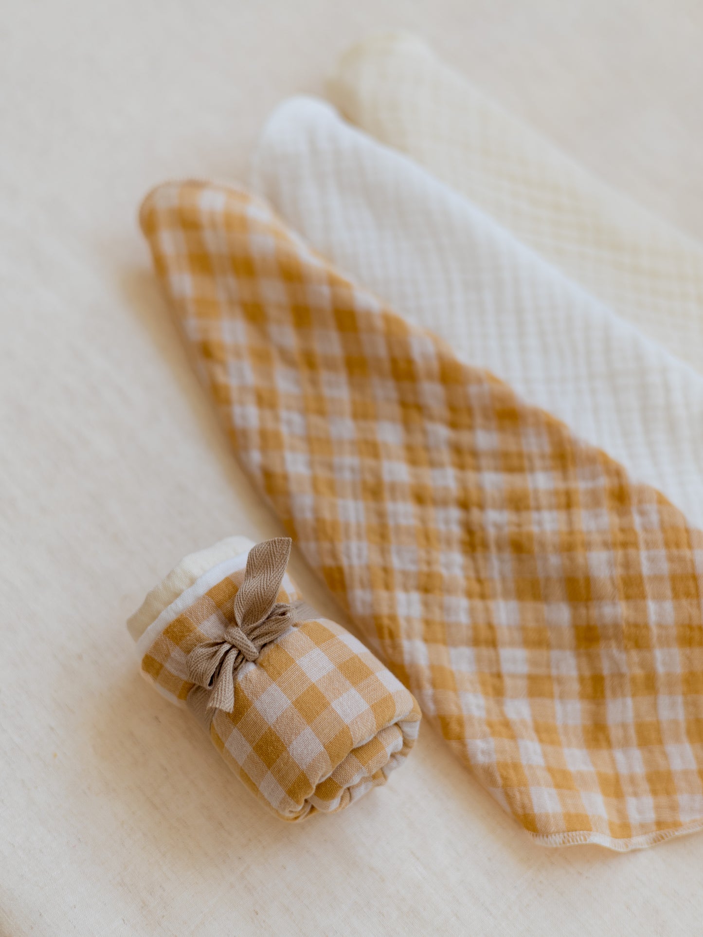 *Muslin Burp cloth set / Honey Yellow checkers