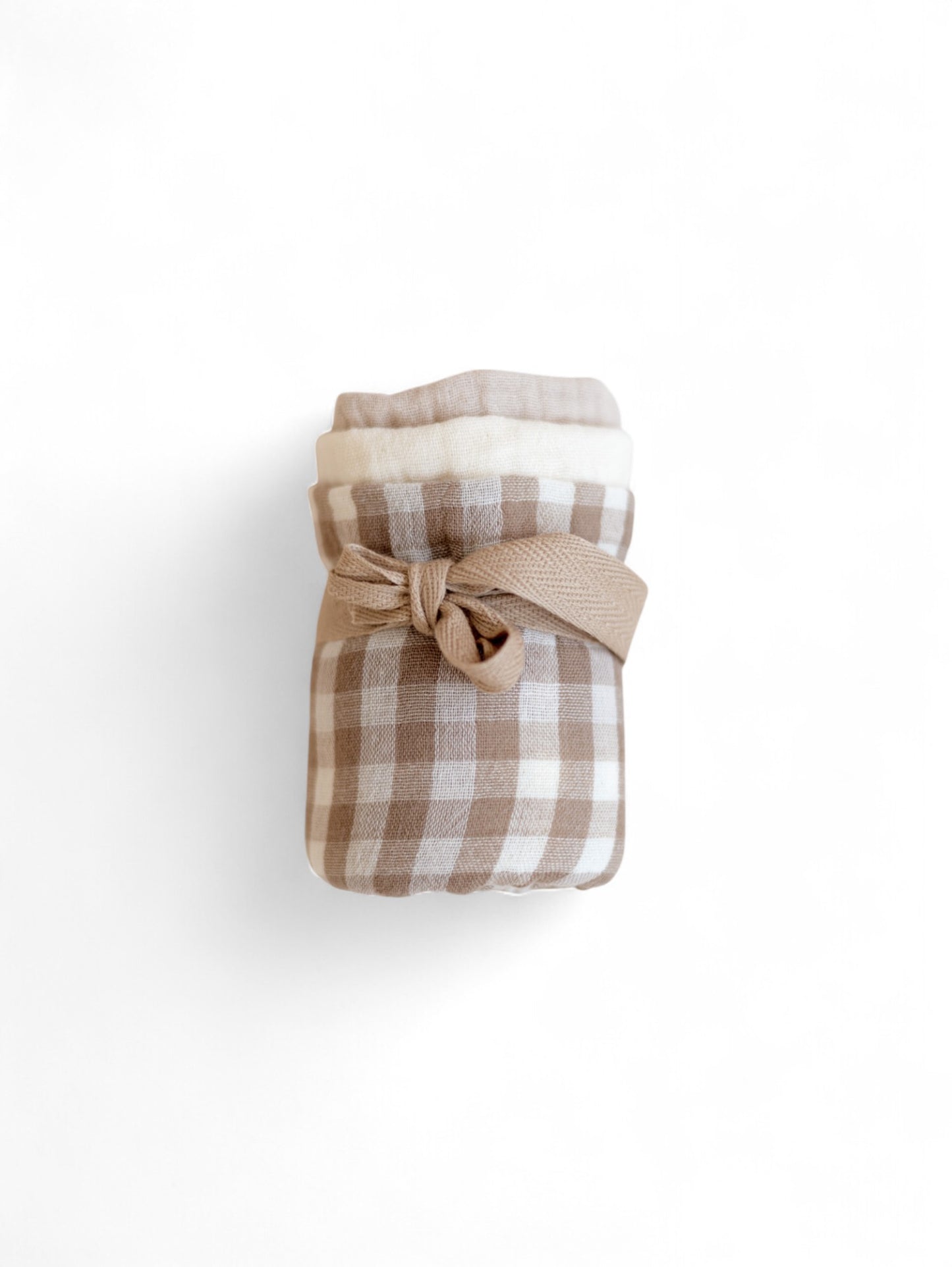 *Muslin Burp cloth set / Taupe checkers