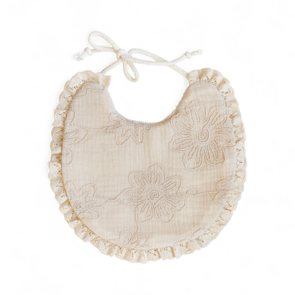 *Baby bib / Embroidered Natural