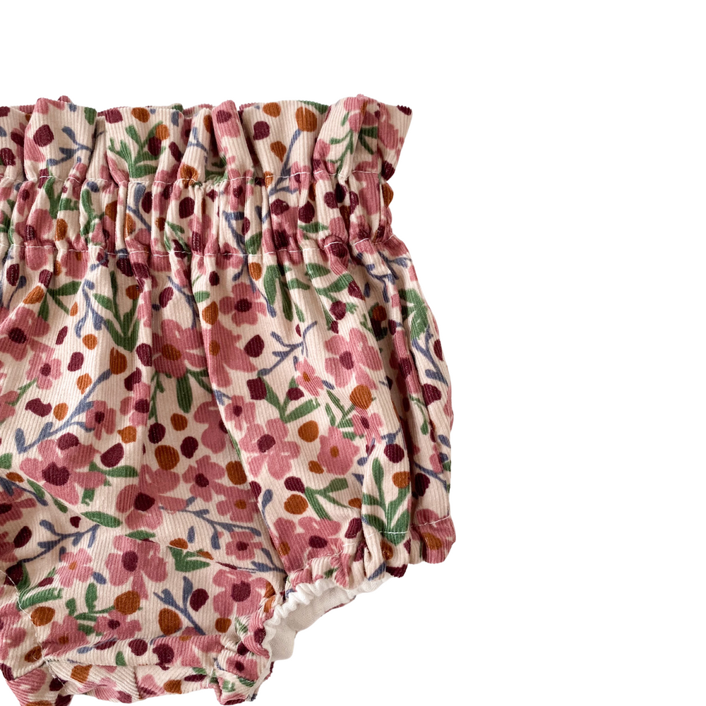 Baby bloomers / floral corduroy - rose