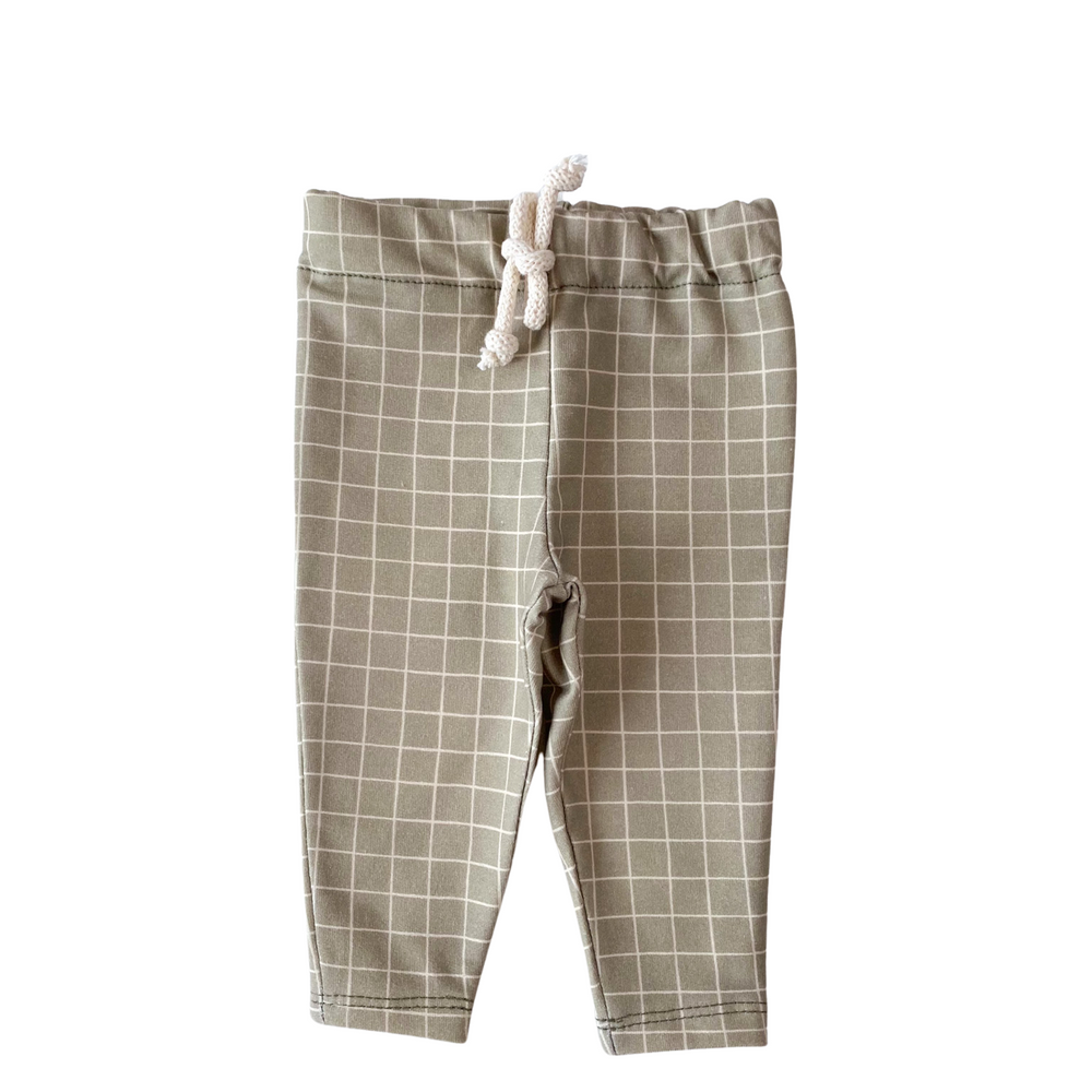 Kids leggings / olive checkers