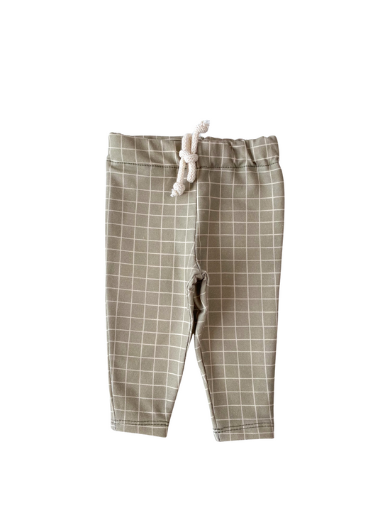 Kids leggings / olive checkers