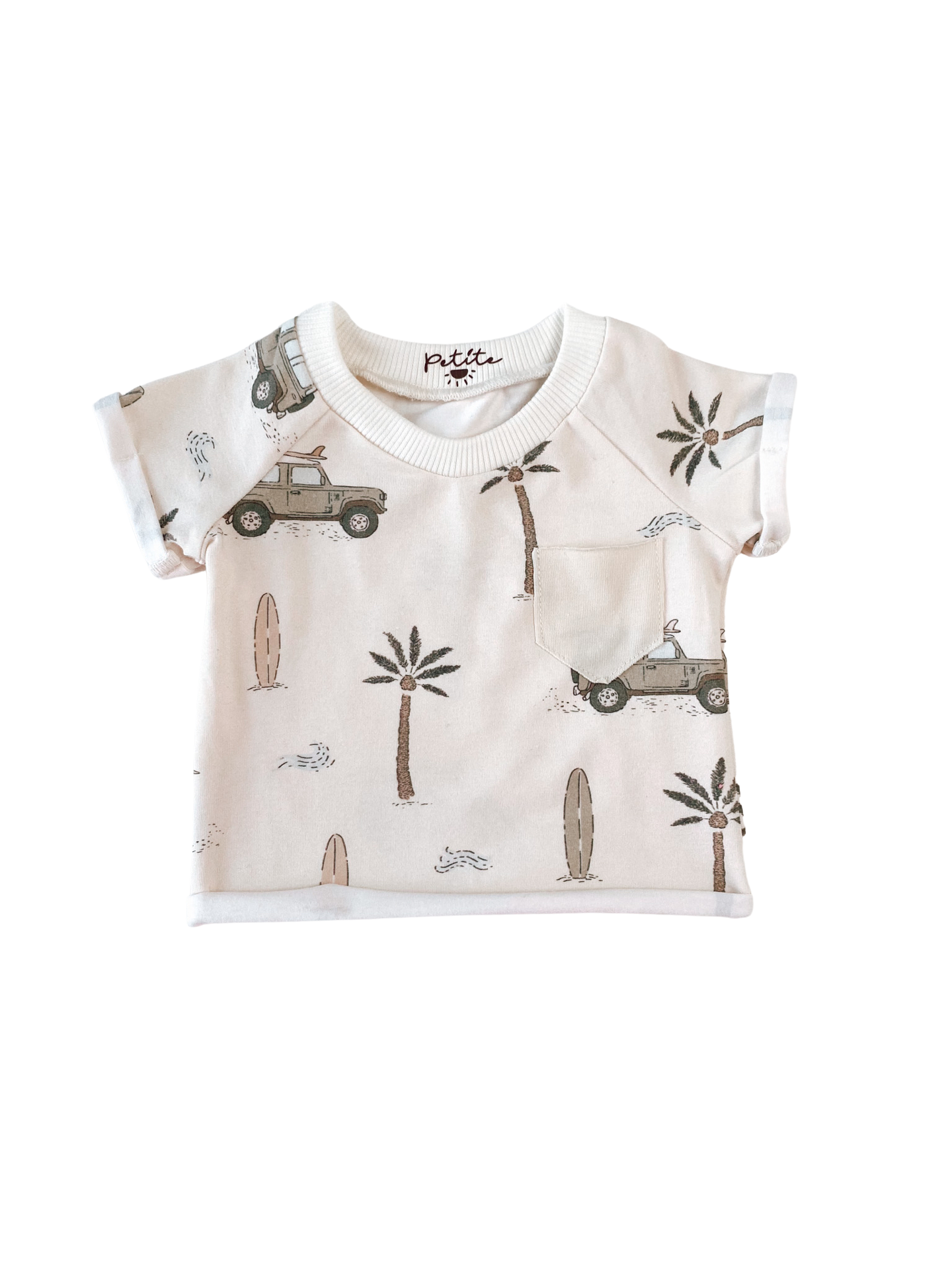 Baby jersey t-shirt / cars & palm trees