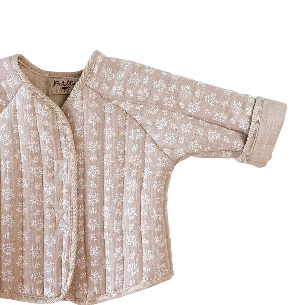 Baby & toddler quilted jacket / muslin branches - beige