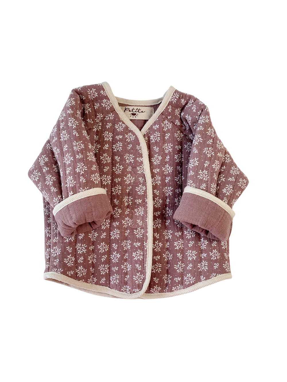 Baby & toddler quilted jacket / muslin branches - dark muave