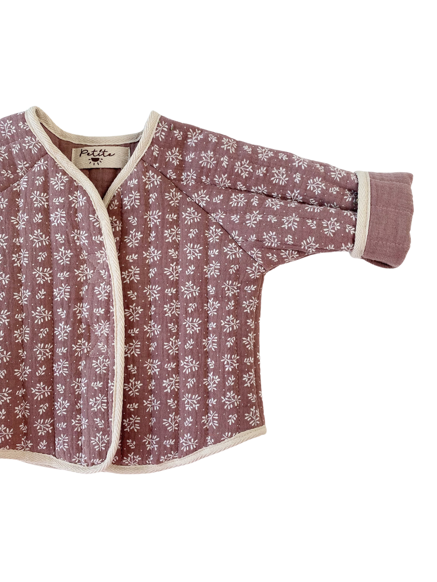 Baby & toddler quilted jacket / muslin branches - dark muave