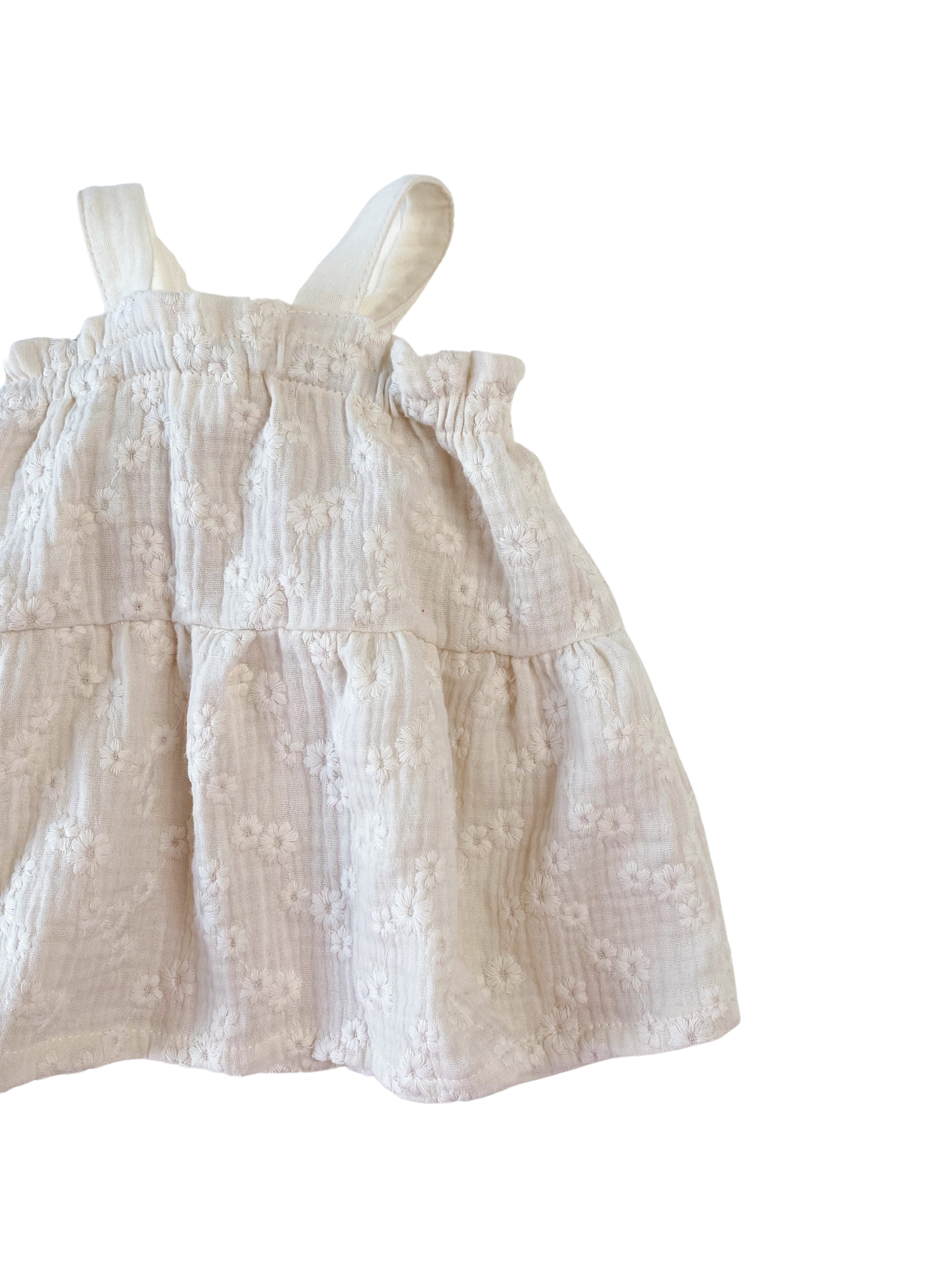 Baby dress / embroidered muslin - ecru