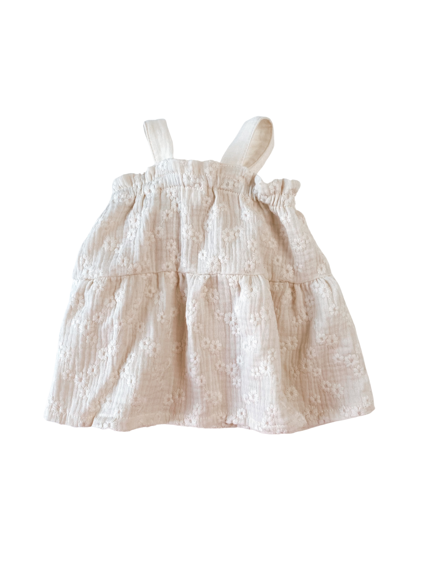 Baby dress / embroidered muslin - ecru