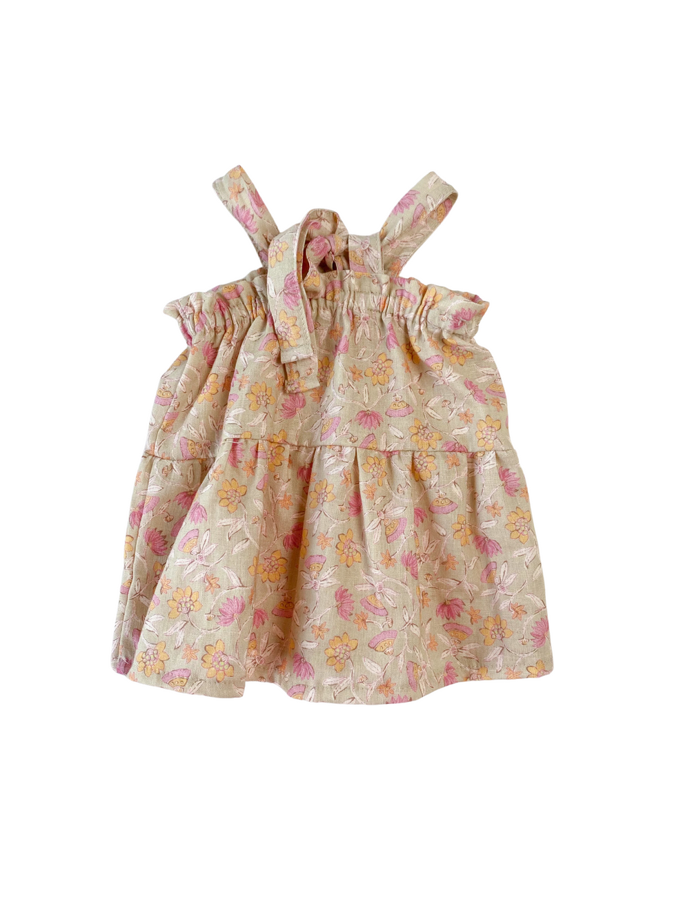 Baby linen dress / floral pistachio