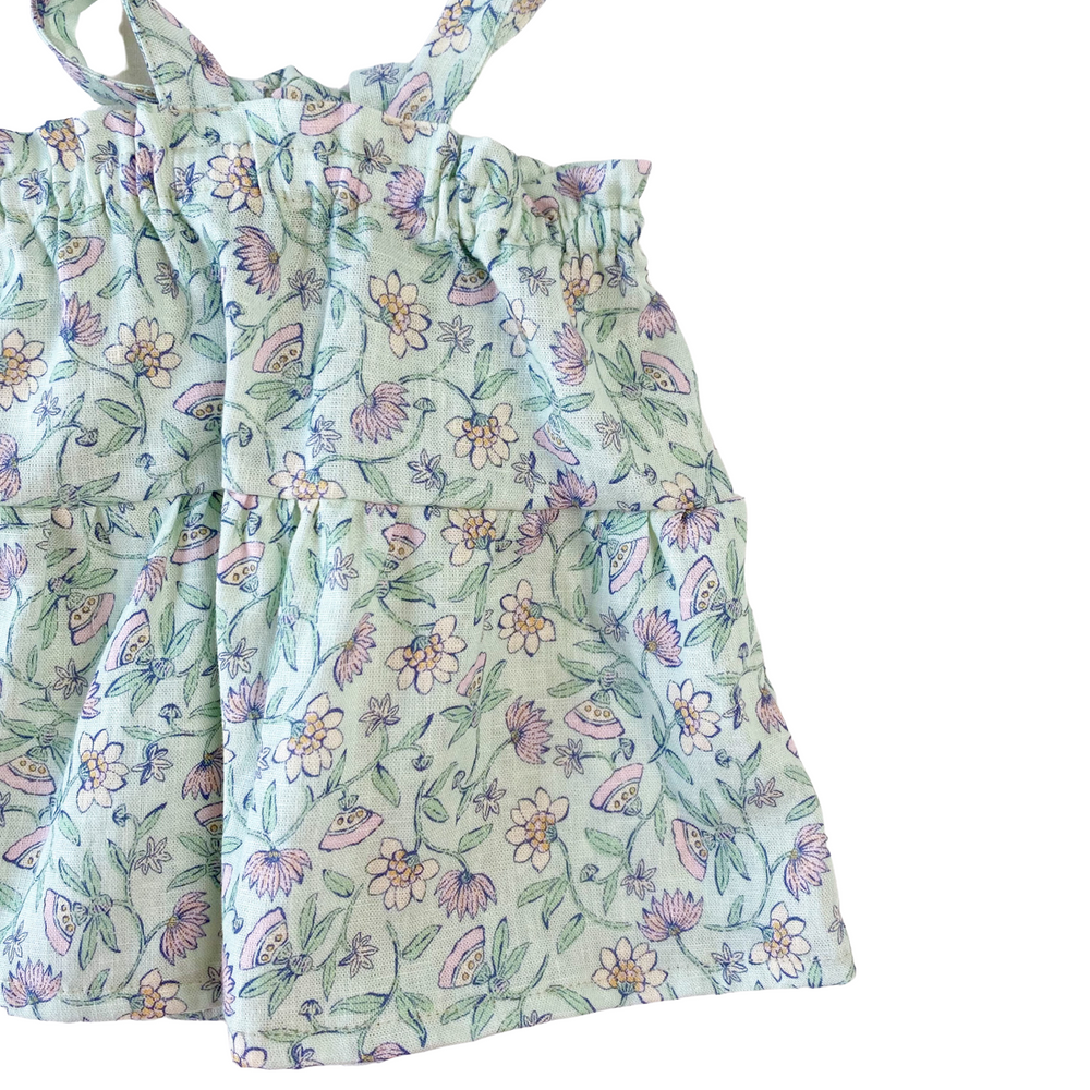 
                      
                        Baby linen dress / floral mint
                      
                    