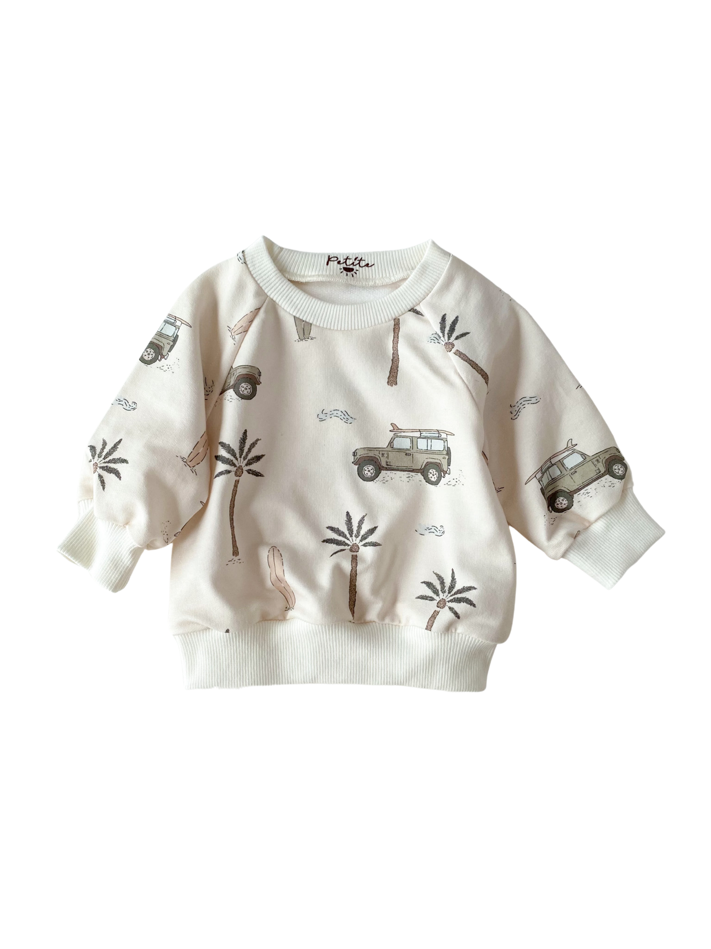 Baby cotton sweatshirt / cars & palm trees