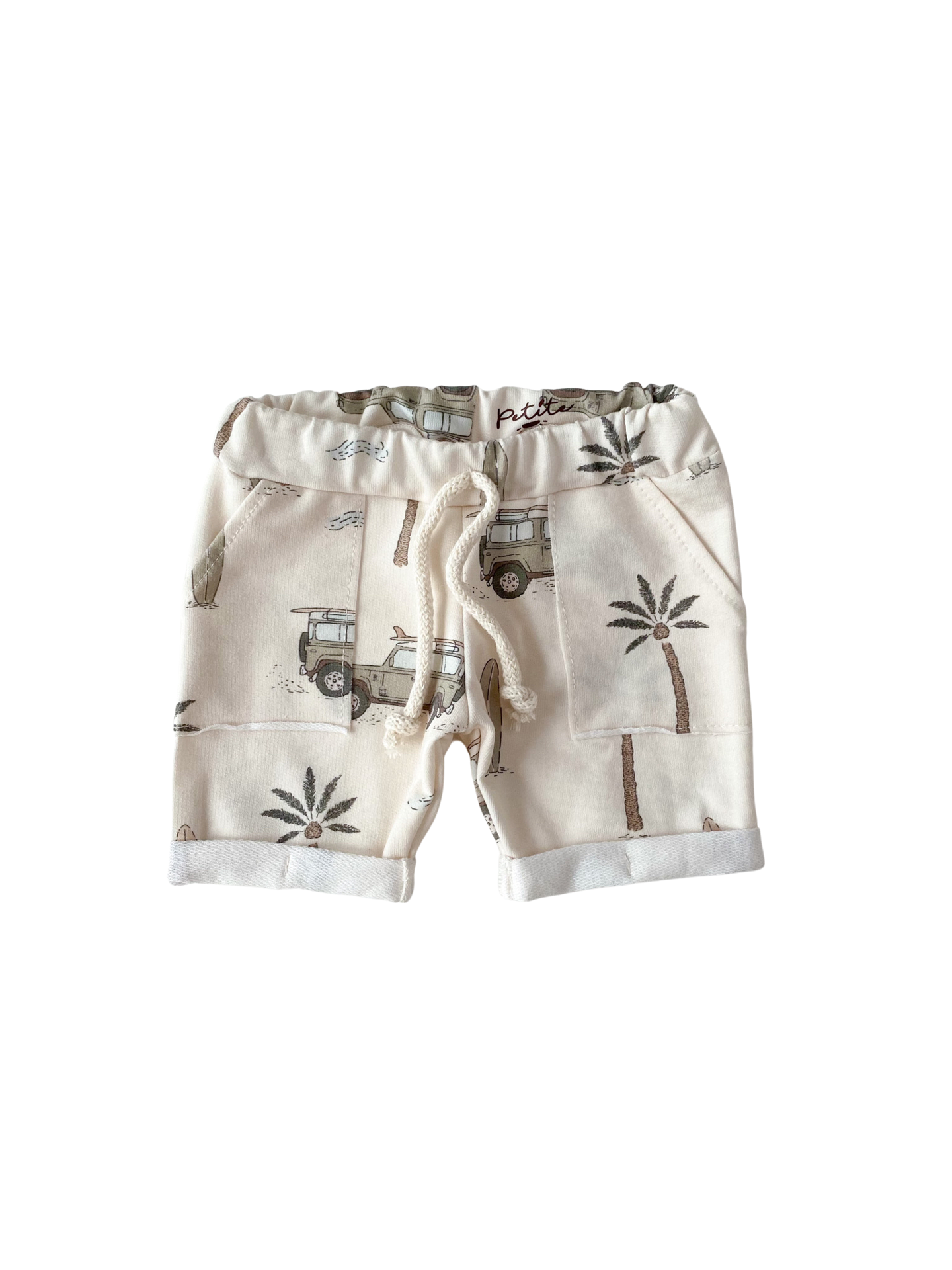 Baby boy shorts / cars & palm trees