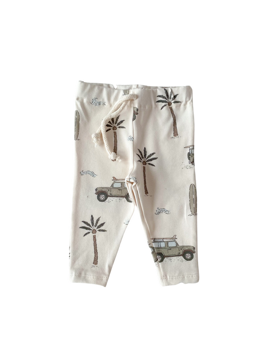 Baby leggings / cars & palm trees
