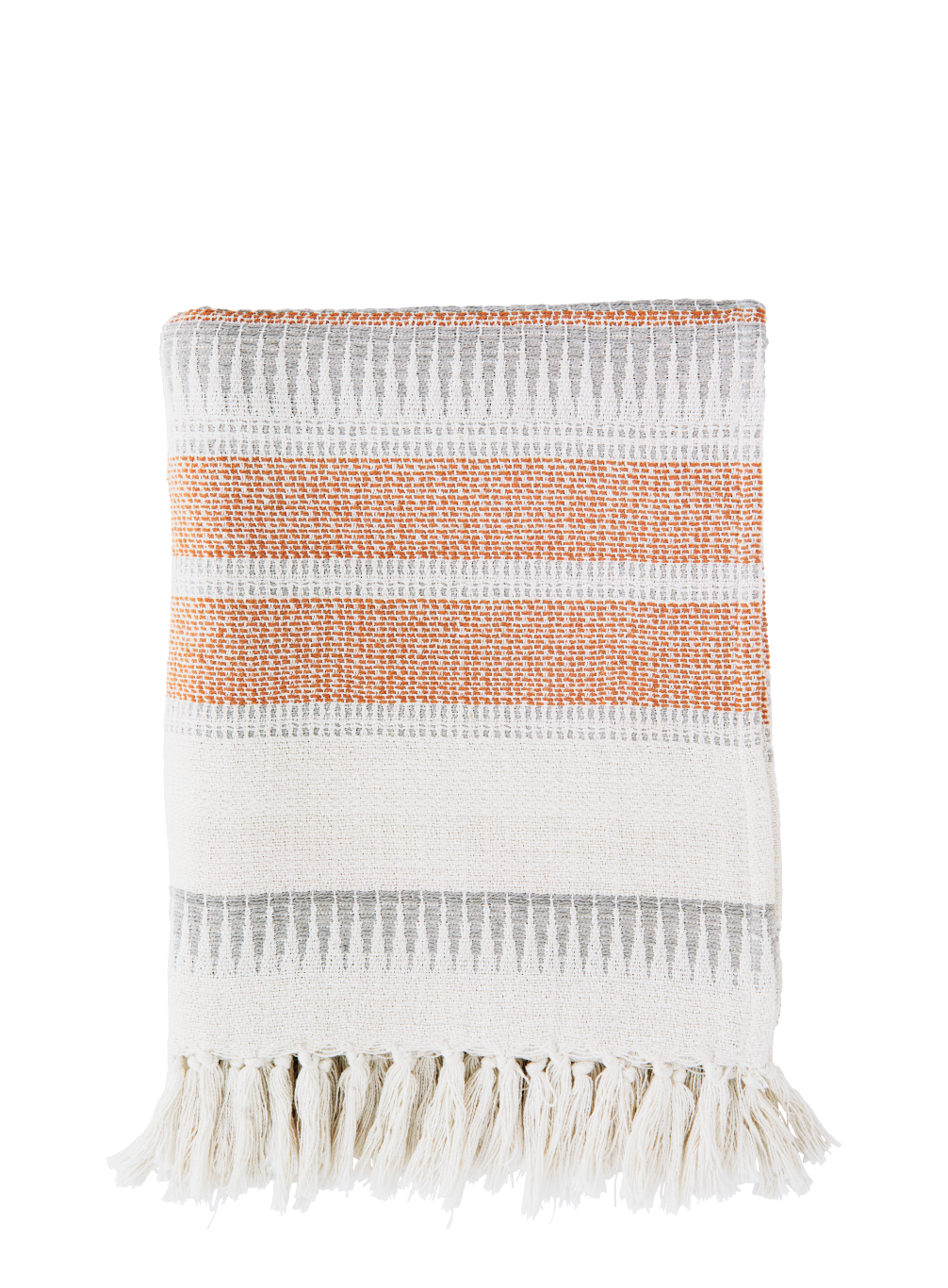 Recycled cotton throw blanket / orange + grey