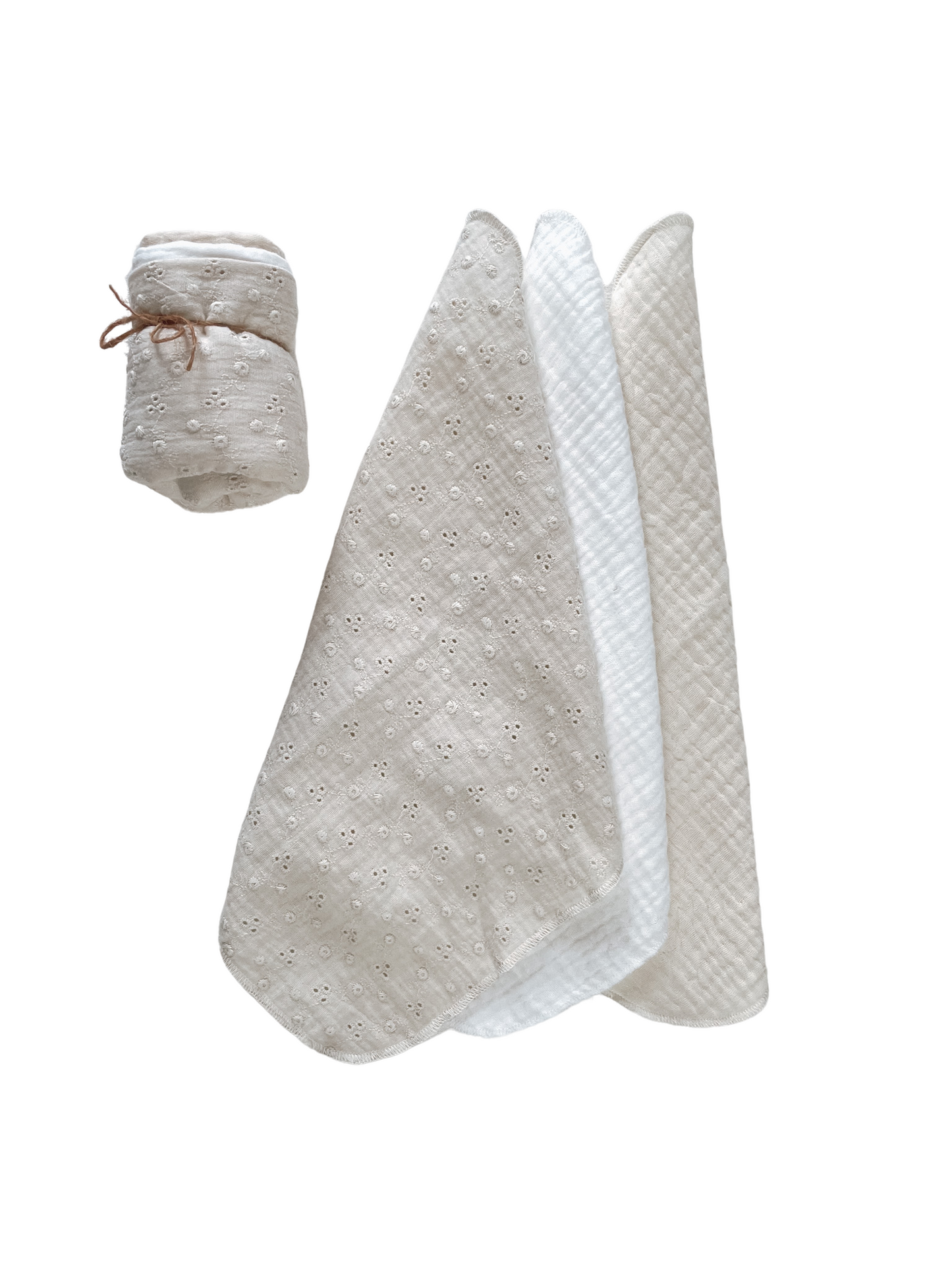 Muslin Burp cloth set / Lori - ecru