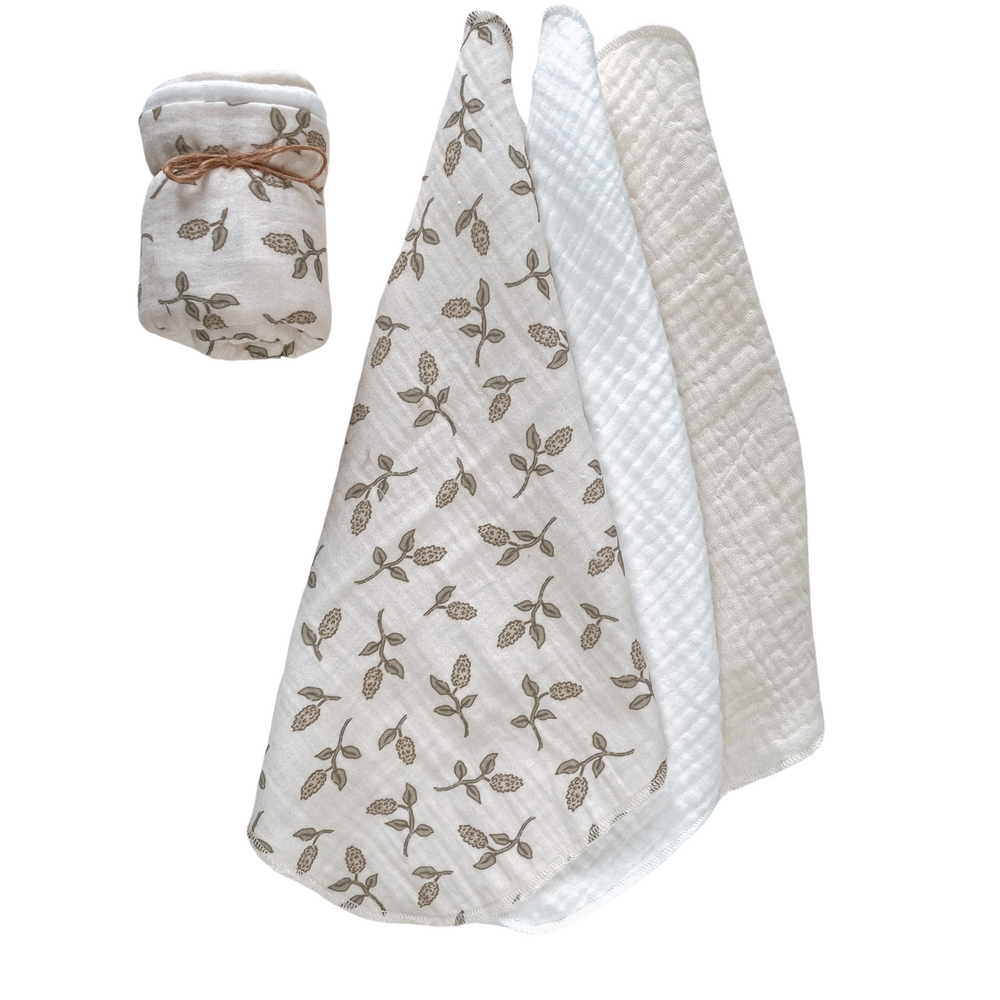 
                      
                        Muslin Burp cloth set / simple floral
                      
                    