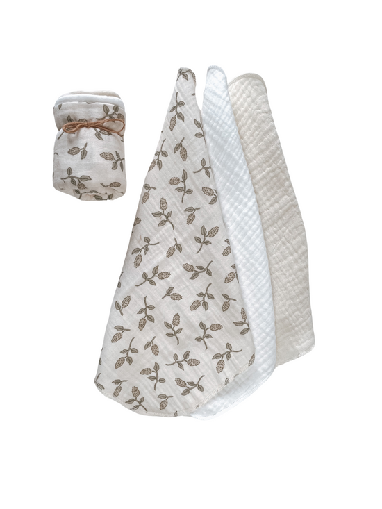 Muslin Burp cloth set / simple floral