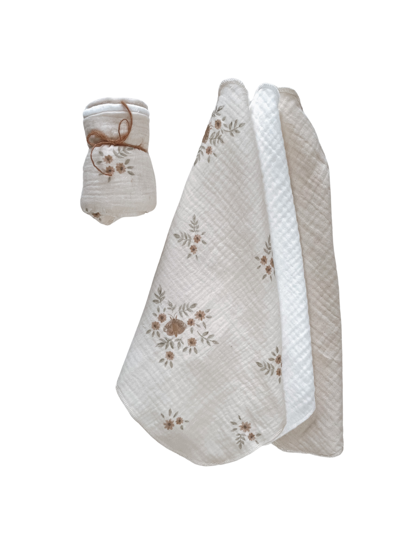 Load image into Gallery viewer, Muslin Burp cloth set / vintage floral - cream
