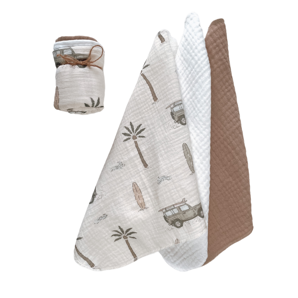 
                      
                        Muslin Burp cloth set / cars & palm trees
                      
                    