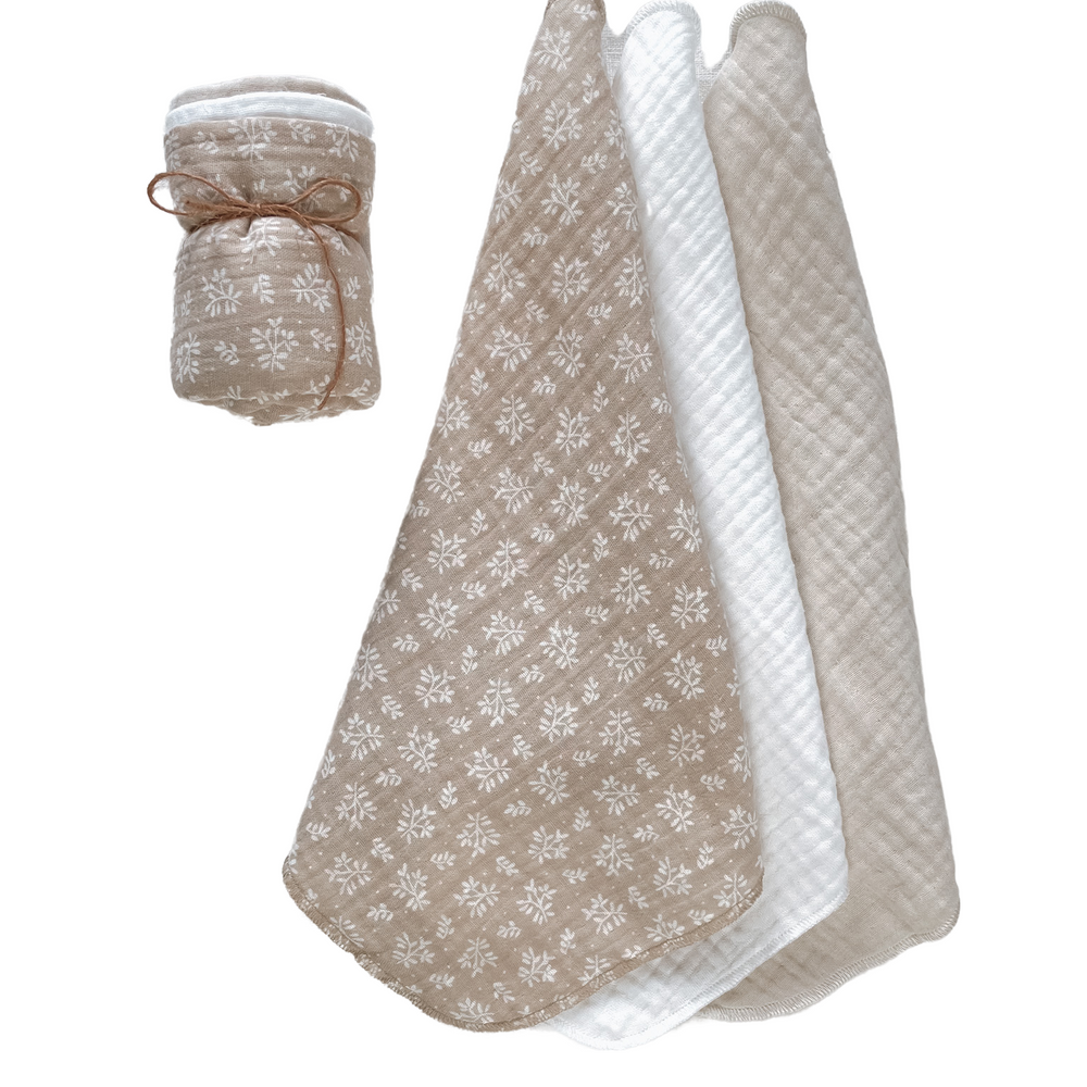 Komplet Muslin krpic za umivanje / branches - beige